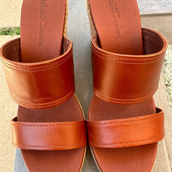 TIMBERLAND ROSLYN MEDIUM BROWN LEATHER SANDAL - Picture 3 of 13